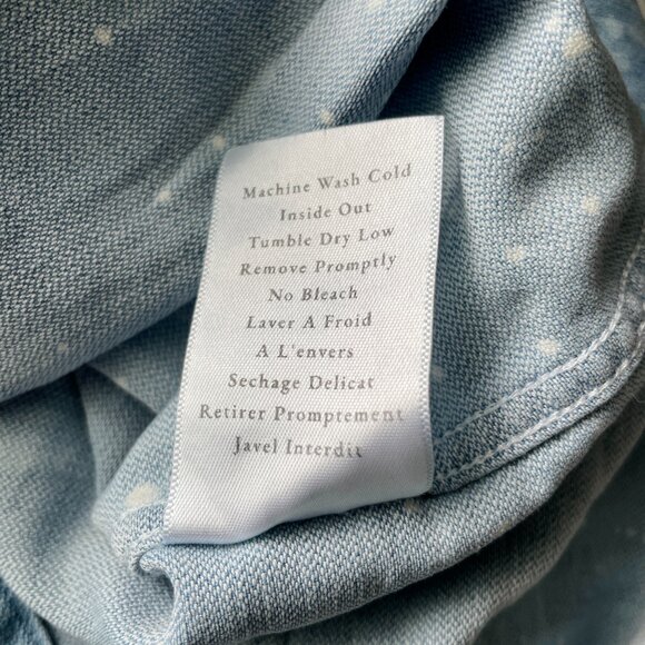 Frank & Eileen Mary Splatter Famous Denim Dress L Light Blue Cotton Shirt - Picture 8 of 9